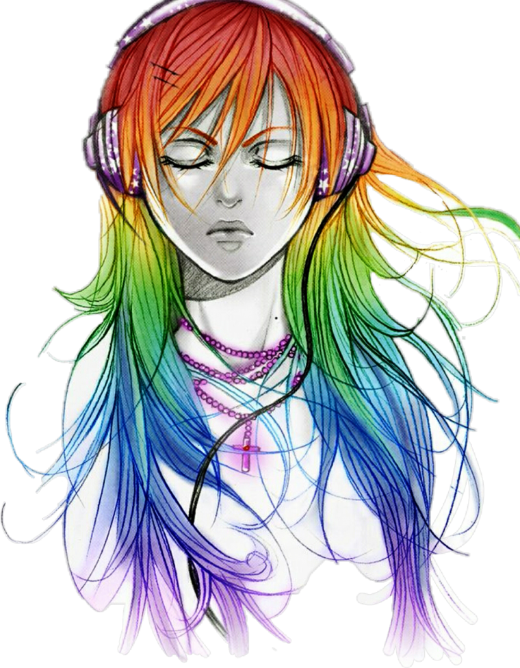 Аниме рисунки разноцветные