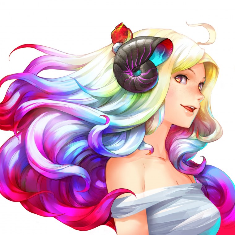 Девушка с радужными волосами арт