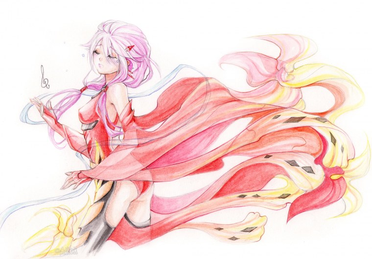 Inori Yuzuriha карандашом