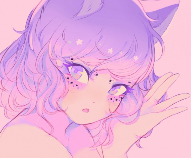 Аниме девушка с фиолетовыми волосами