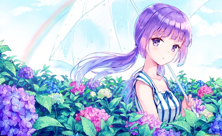 Аниме девушка с фиолетовыми глазами