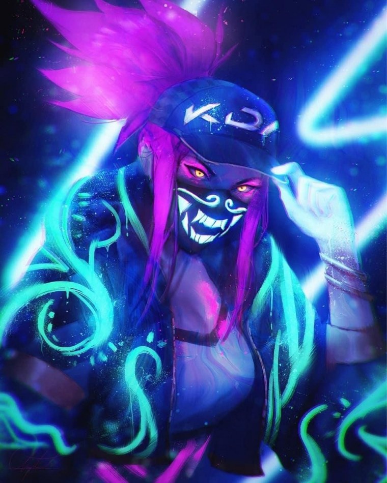 Akali k/da неон маска