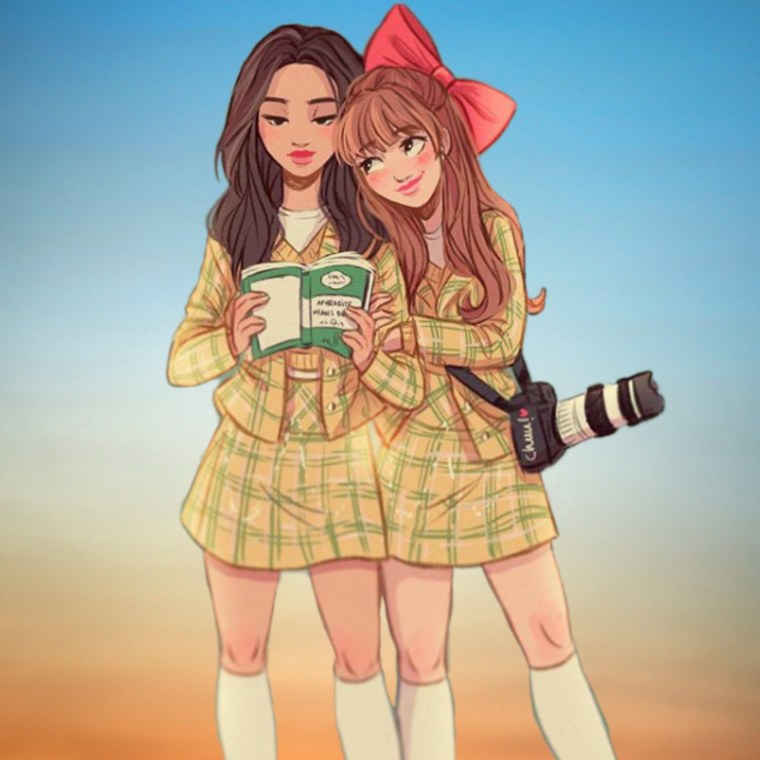 Подруги в мультяшном стиле