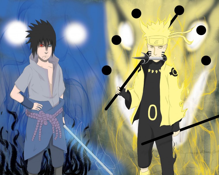 Наруто и Саске режим мудреца 6 путей