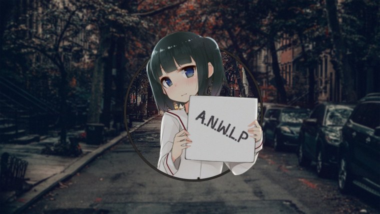 Аниме с табличкой в руках