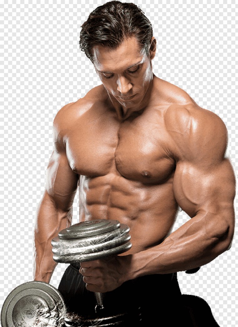 Качок с гантелей