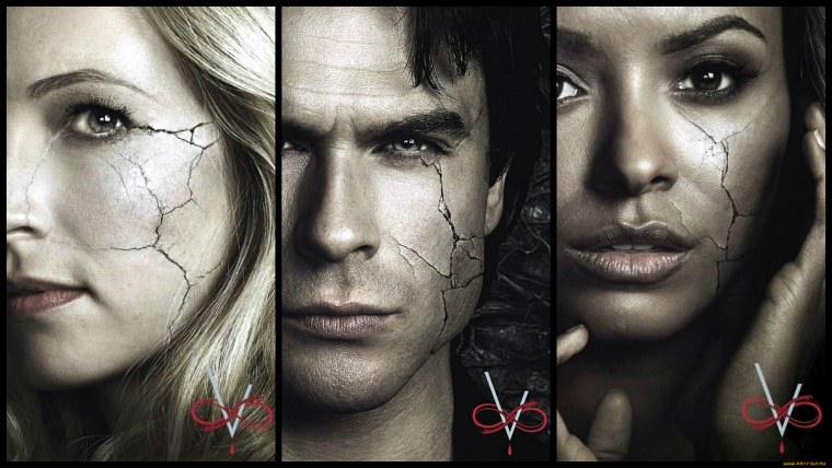 Дневники вампира обои Деймон и Елена