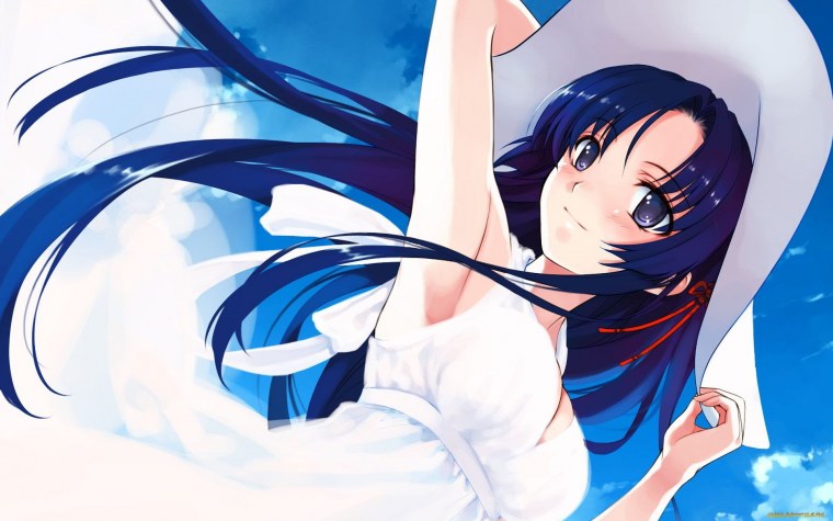 Аниме девушка с синими волосами
