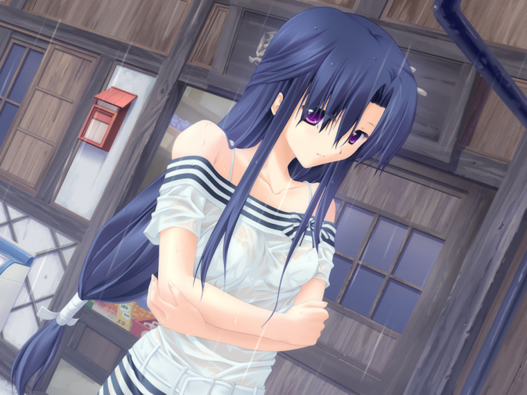 Аниме девушка с темно синими волосами