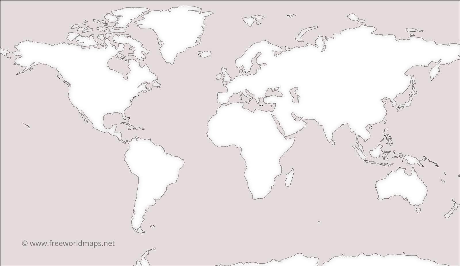 Белая пустая карта. Силуэты континентов.
