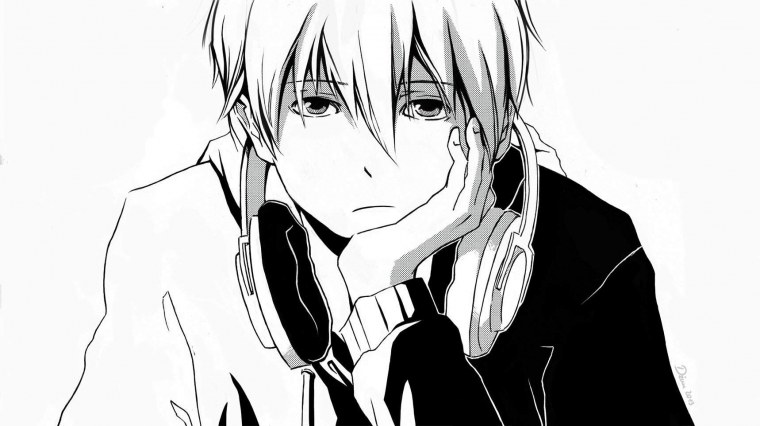 Аниме мальчики черно белые