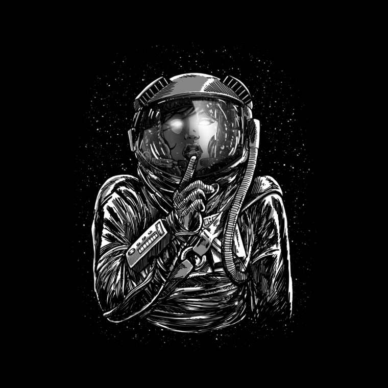 Космонавт арт чёрно белый