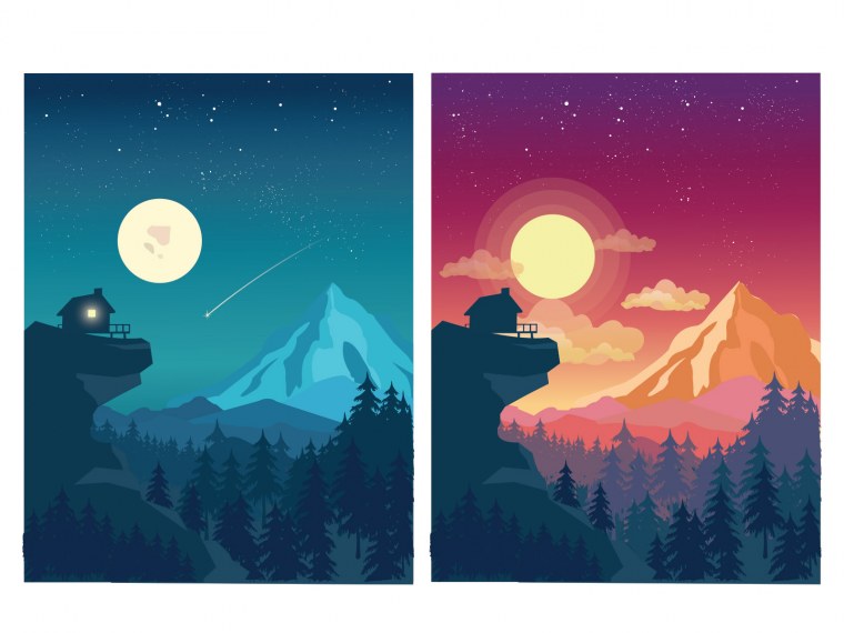 Закат на фоне звездного неба 300dpi