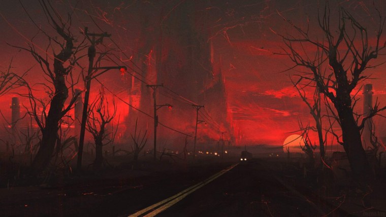 Аниме арт на Красном фоне