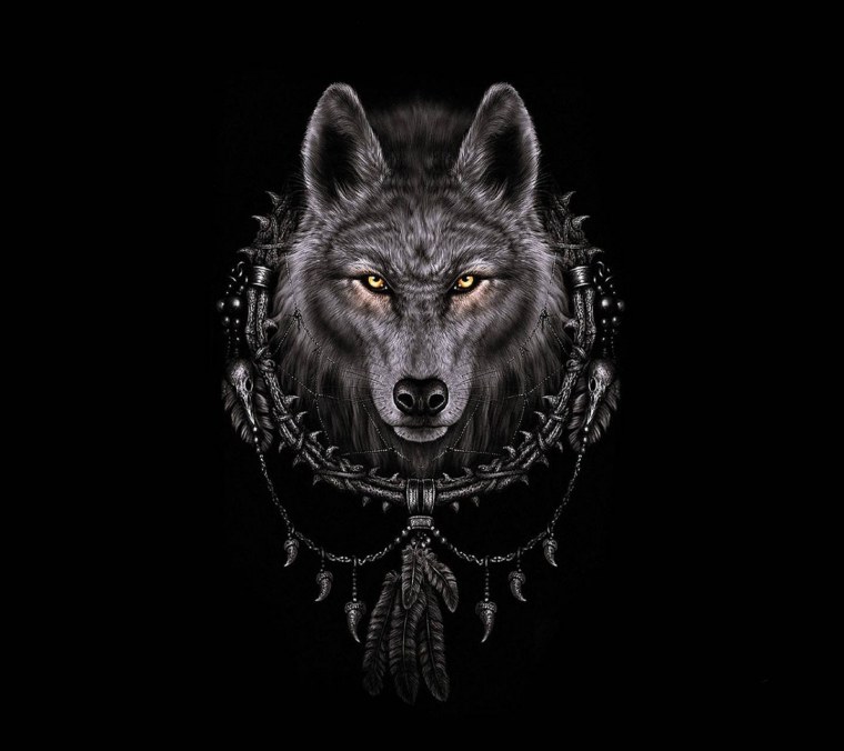 Волк на черном фоне