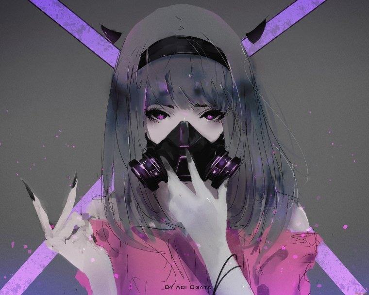 Аниме крутая девушка в маске