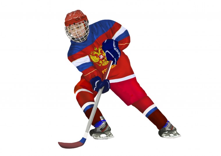Хоккеист на белом фоне
