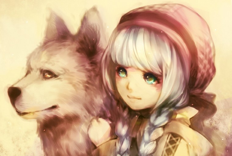 Девушка с собакой арт