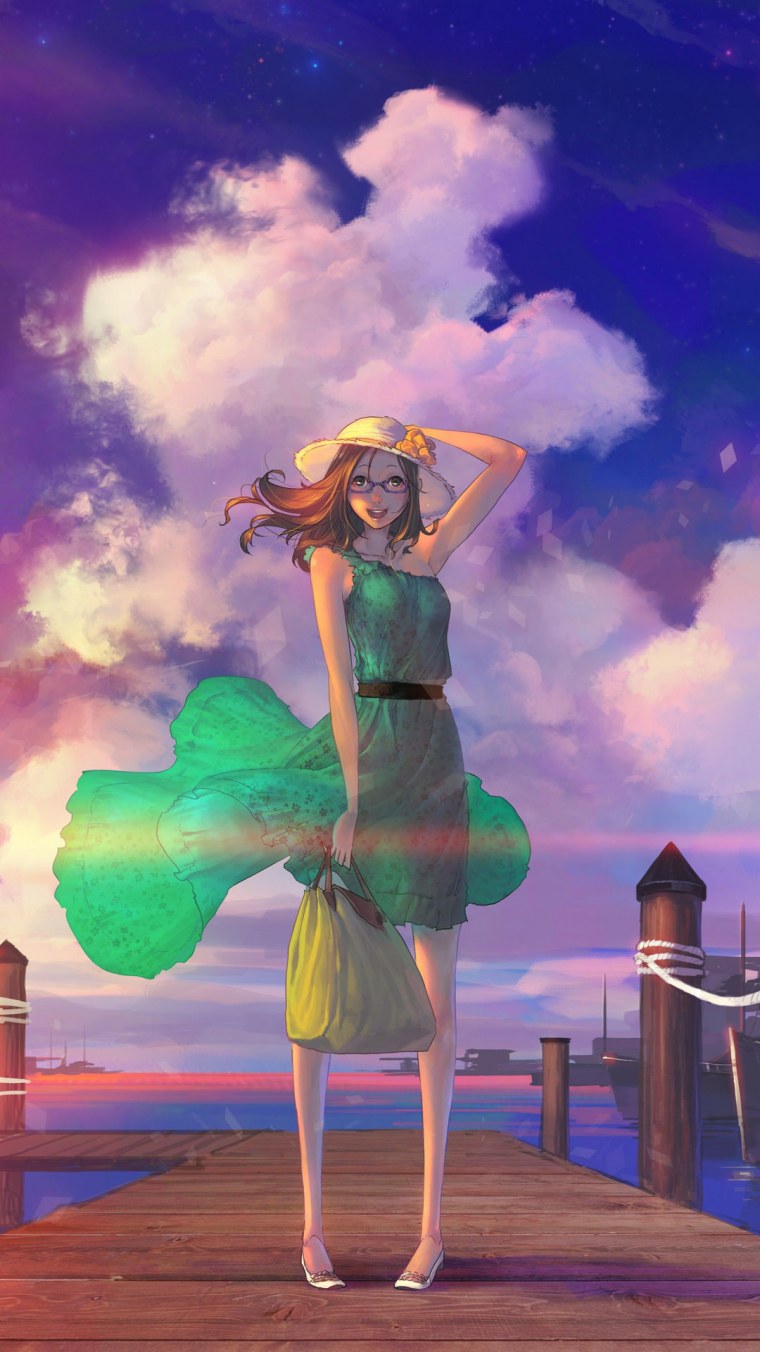 Аниме платье на ветру