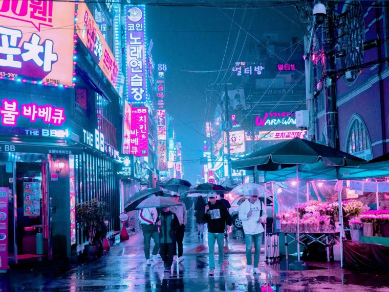 Южная Корея Эстетика Сеул неон