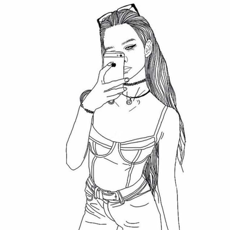 Нарисовать девушку с айфоном