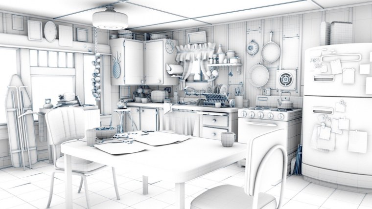 Аниме комната кухня