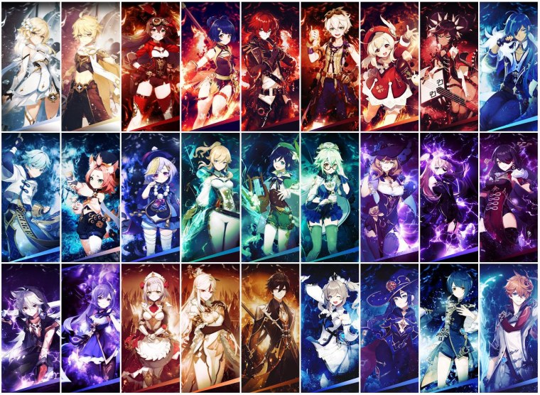 Персонажи Геншин Импакт коллаж