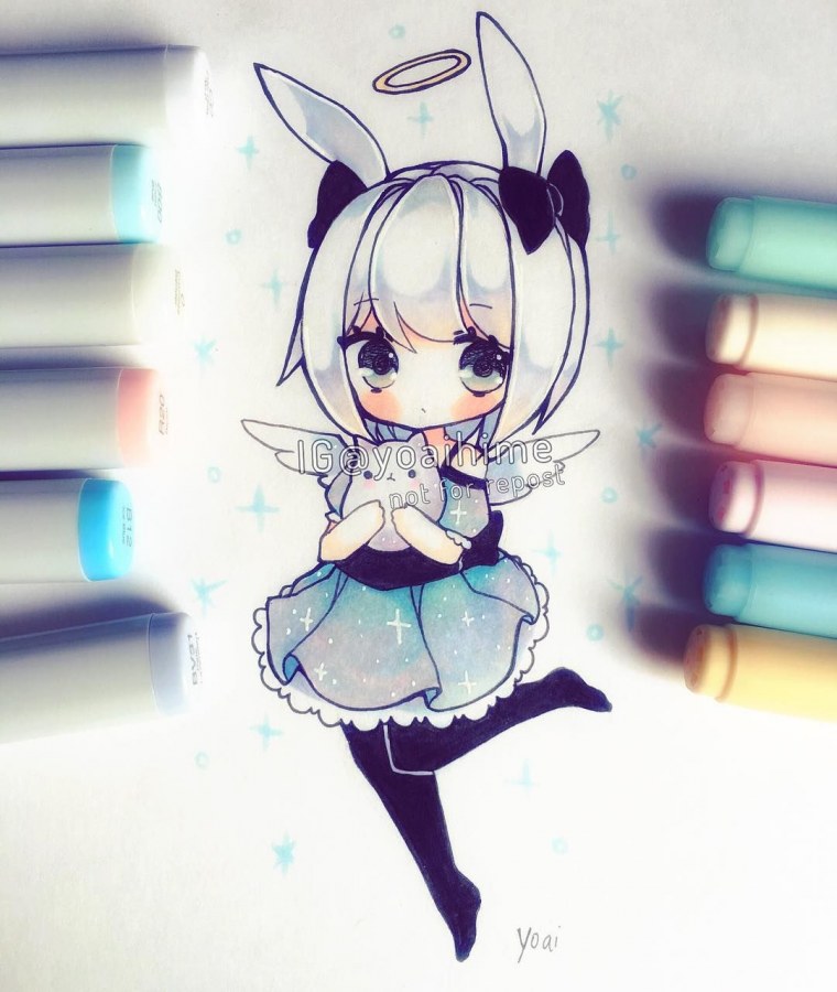 Рисунки маркерами девушки Lighane