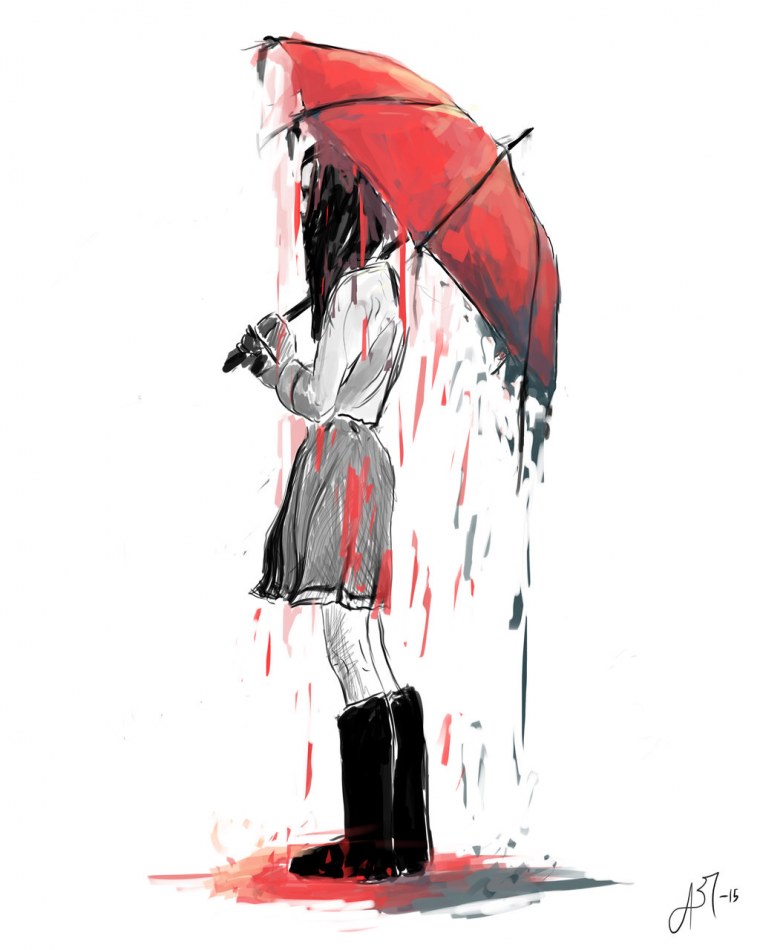 Аниме девушка с зонтом