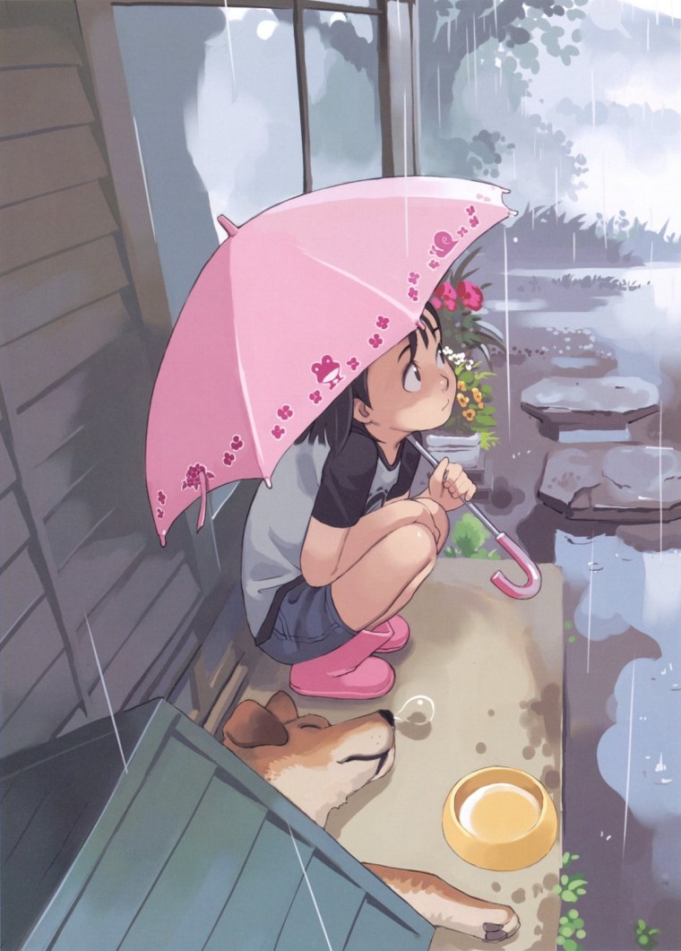 Грустная девушка с зонтом