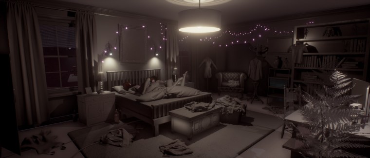 Ночная комната с кроватью