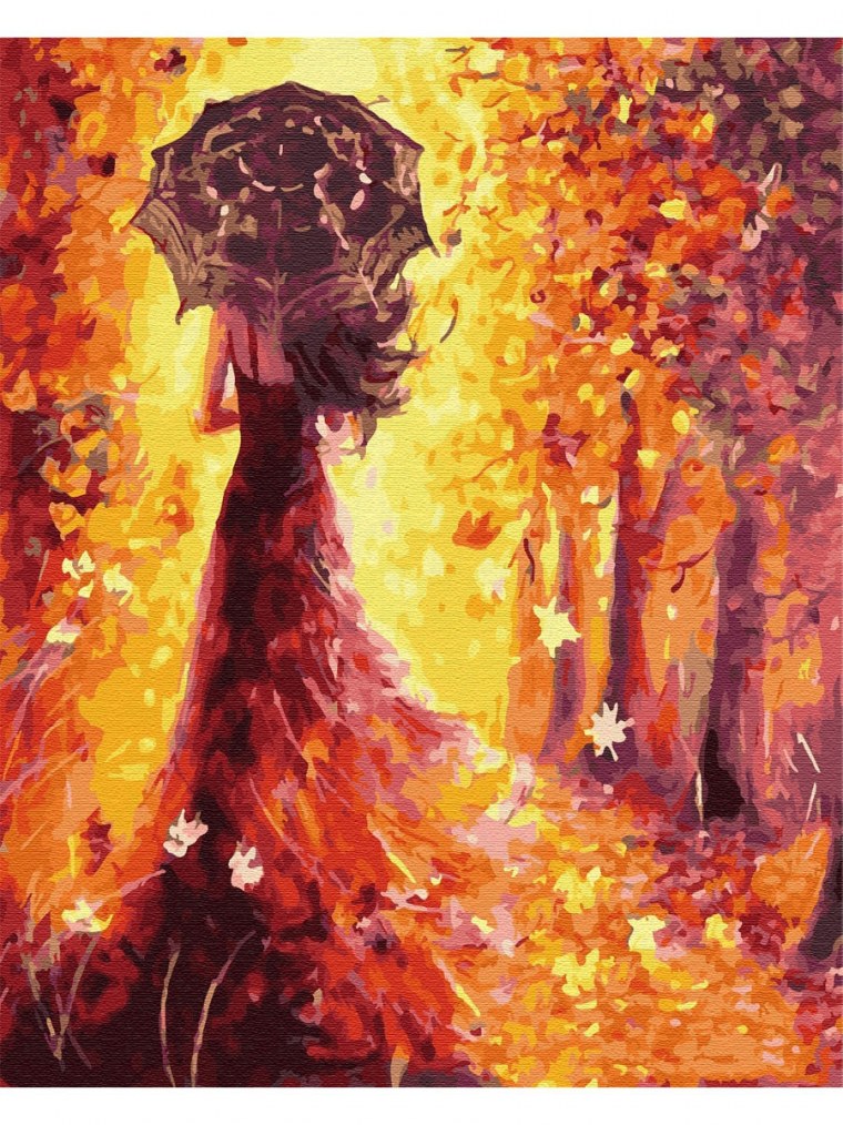 Девушка спиной в листве