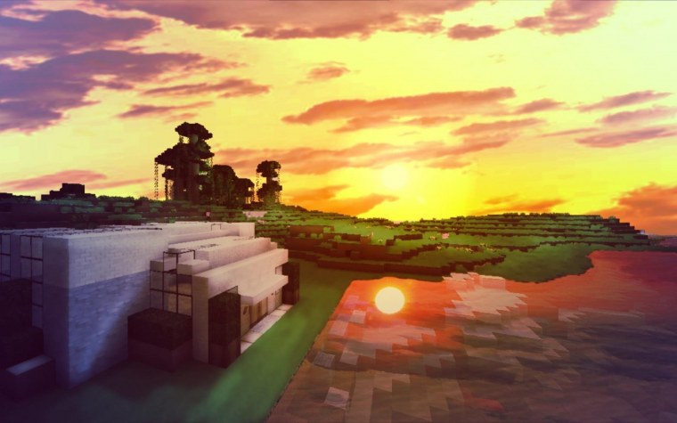 Пейзаж в стиле майнкрафт