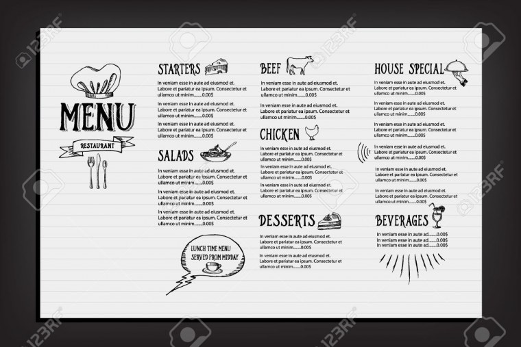 Меню шаблон черно белый