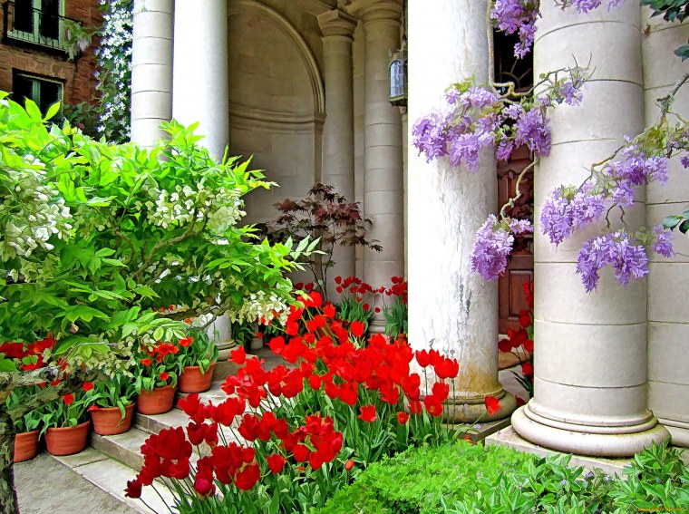 Деревенский домик в цветах