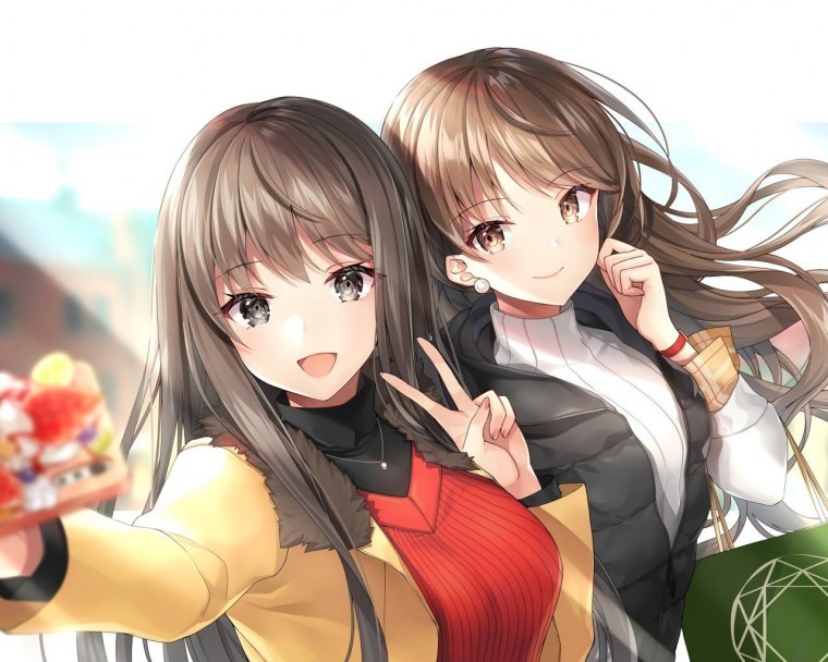 Аниме блондинка и брюнетка