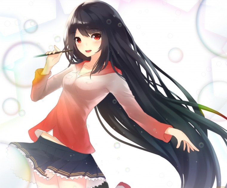 Аниме девушка с черными волосами