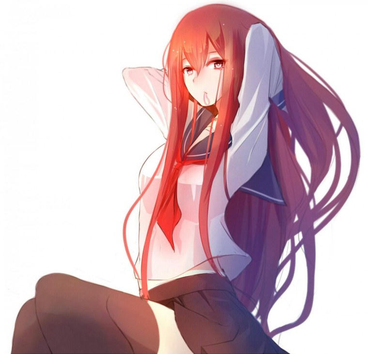 Длинные рыжие волосы аниме