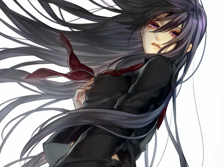Аниме девушка с черными волосами