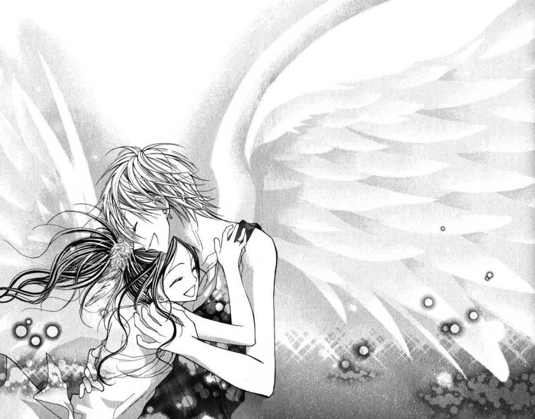 Аниме ангел черно белый