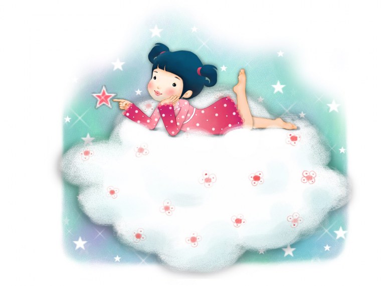 Девушка лежит на облаке