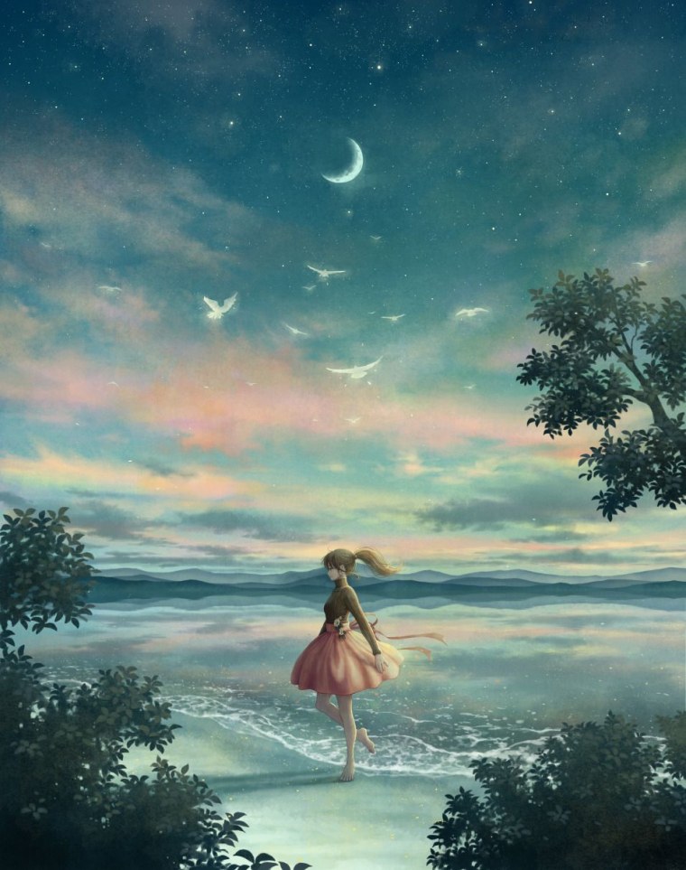 Красивая девушка в облаках