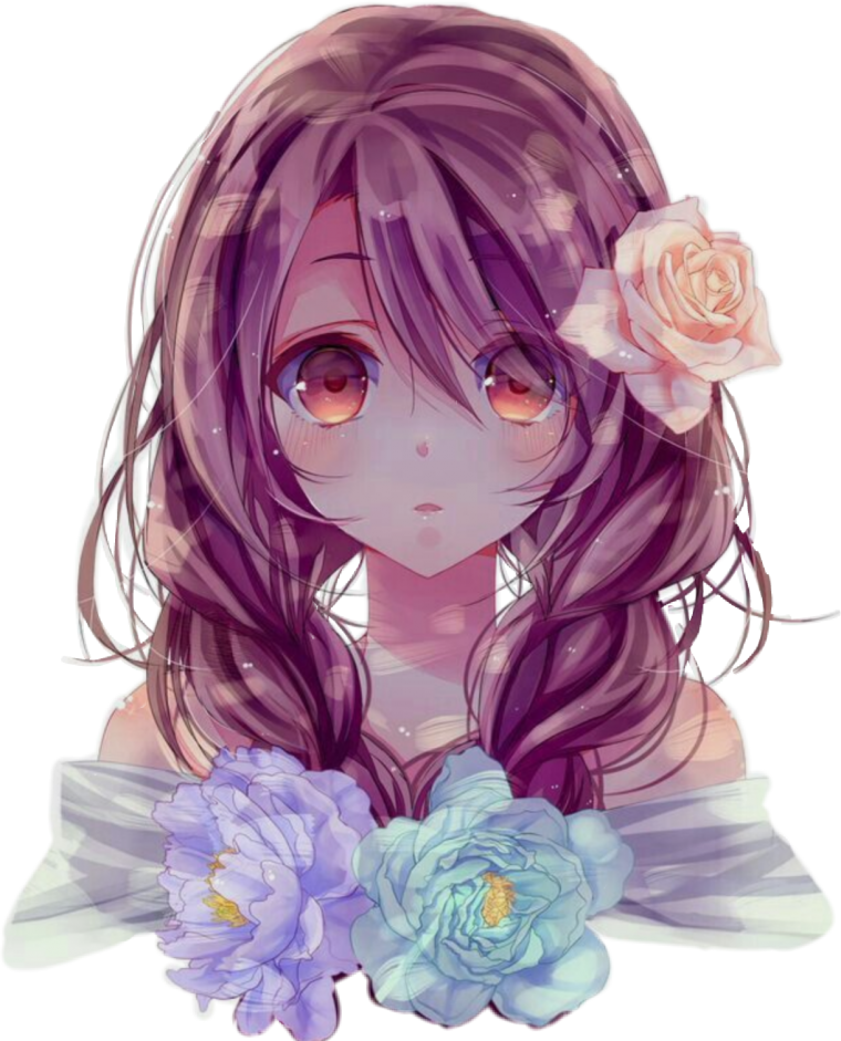 Фиолетовые цветы аниме