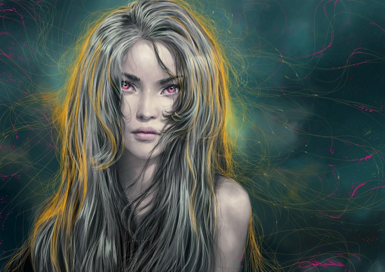 Фэнтези шатенка с голубыми глазами