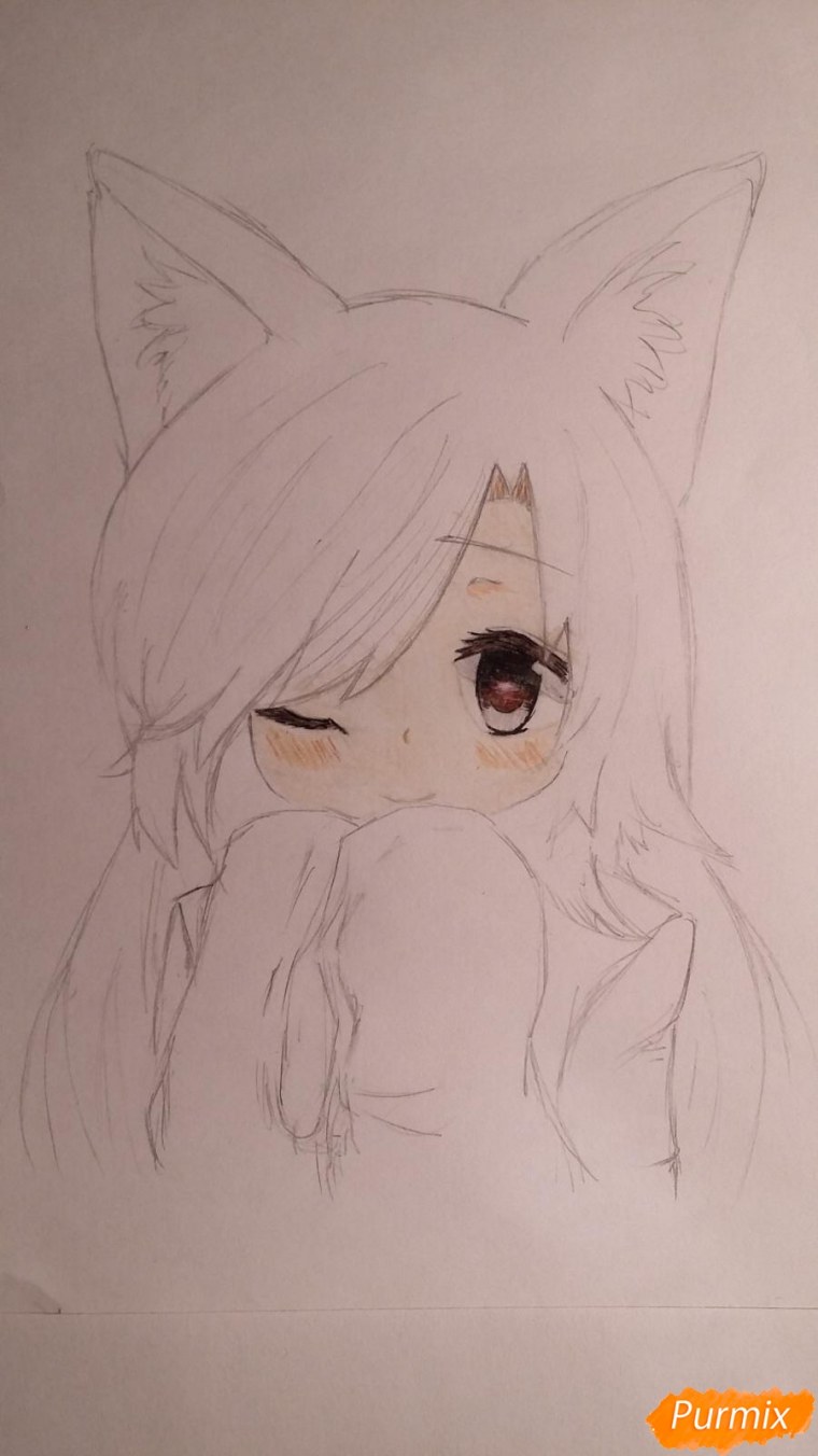 Неко для срисовки карандашом