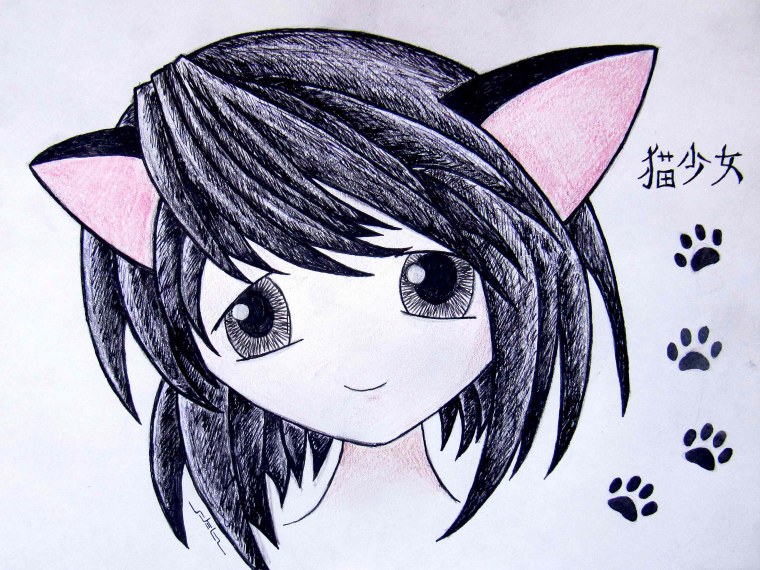 Аниме девочки с ушками для срисовки