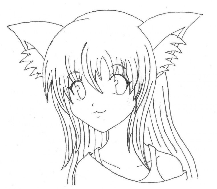 Девочка с кошкой рисунок