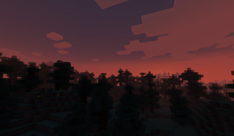Фиолетовый закат в МАЙНКРАФТЕ