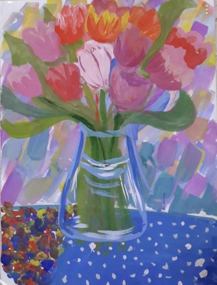 Ваза с цветами гуашью
