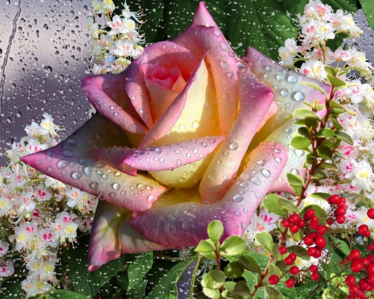 Розы в воде